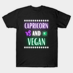 Capricorn and Vegan Retro Style Neon T-Shirt